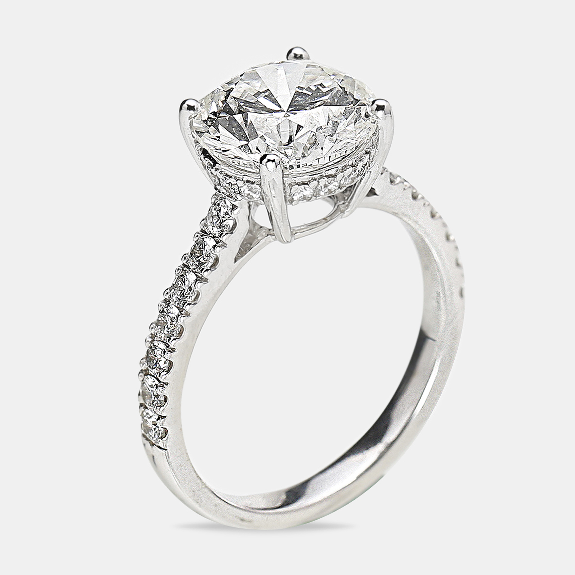 3.50 cts 18k White Gold Round Brilliant Lab Grown Diamonds Ring Size 53, Rings - Luxury Closet