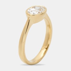 1.10 cts Oval Brilliant 18k Yellow Gold Lab Grown Diamonds Ring Size 53, Rings - Luxury Closet