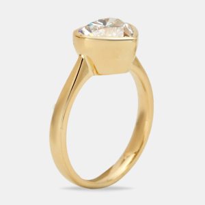 2.00 cts Heart Brilliant 18k Yellow Gold Lab Grown Diamonds Ring Size 53, Rings - Luxury Closet