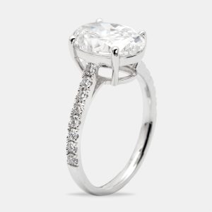 3.30 cts Oval and Round Lab Grown Diamond 18k White Gold Ring Size 53, Rings - Luxury Closet