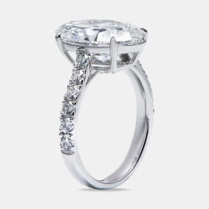5.65 cts Oval Round 18k White Gold Lab Grown Diamond Ring Size 54, Rings - Luxury Closet