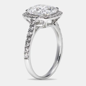 3.50 cts Cushion Cut and Round Lab Grown Diamond 18k White Gold Ring Size 54, Rings - Luxury Closet