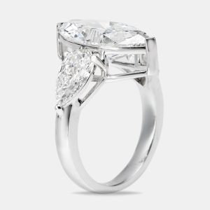 7.10 cts Marquise and Pear Lab Grown Diamond 18k White Gold Ring Size 54, Rings - Luxury Closet