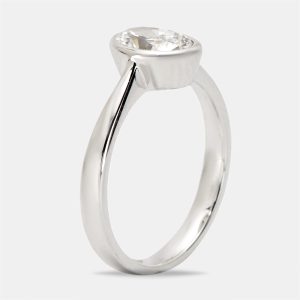 1.00 cts Oval Cut Lab Grown Diamond 18k White Gold Ring Size 54, Rings - Luxury Closet