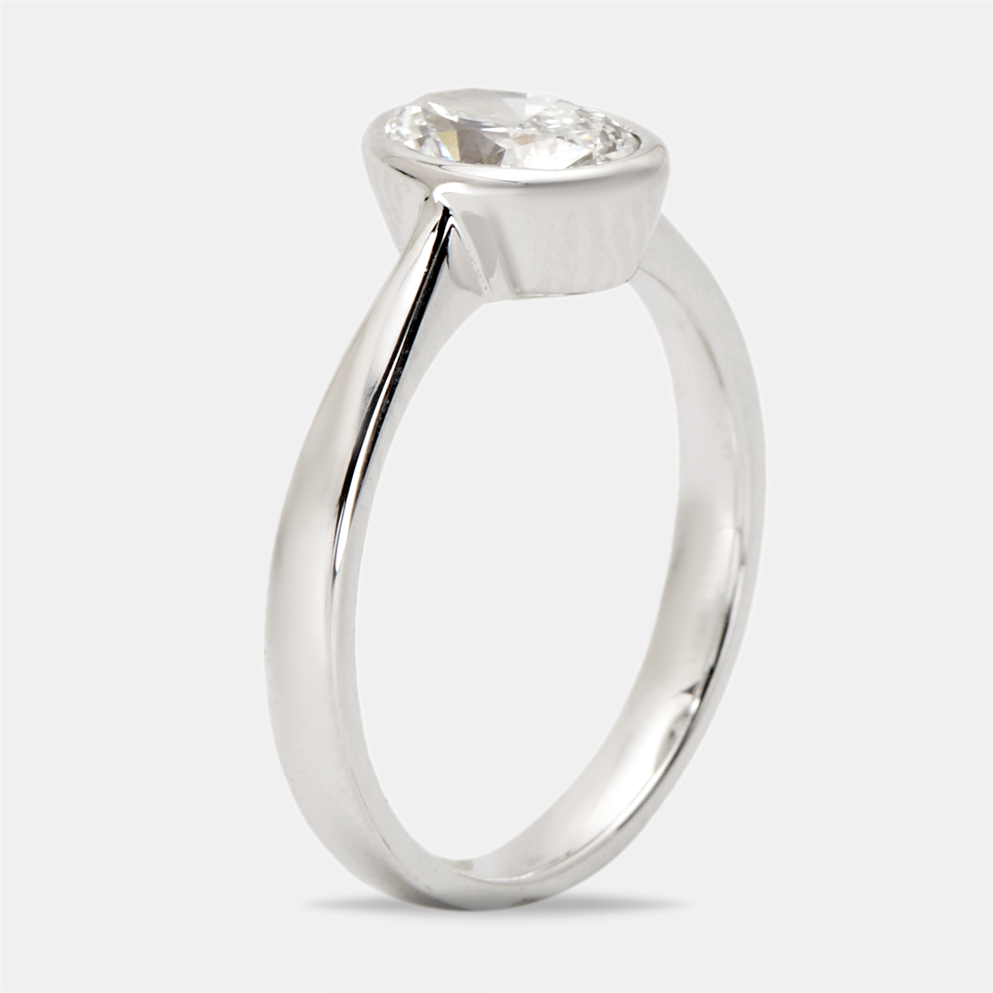 1.00 cts Oval Cut Lab Grown Diamond 18k White Gold Ring Size 54, Rings - Luxury Closet