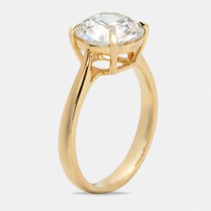 3.00 cts Round Brilliant Lab Grown Diamond 18k Yellow Gold Ring Size 54, Rings - Luxury Closet