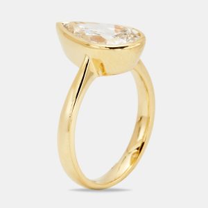 2.80 cts Pear Brilliant 18k Yellow Gold Lab Grown Diamonds Ring Size 54, Rings - Luxury Closet