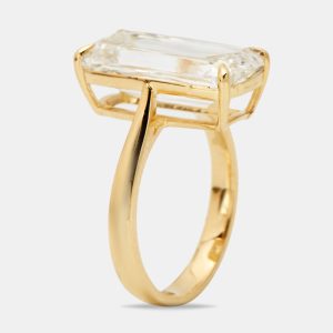 7.20 cts Elongated Cushion 18k Yellow Gold Lab Grown Diamonds Ring Size 54, Rings - Luxury Closet