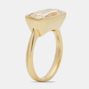 5.30 cts Elongated Cushion 18k Yellow Gold Lab Grown Diamonds Ring Size 54, Rings - Luxury Closet