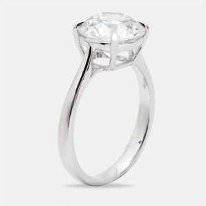 3.15 cts Round Brilliant Lab Grown Diamond 18k White Gold Ring Size 54, Rings - Luxury Closet