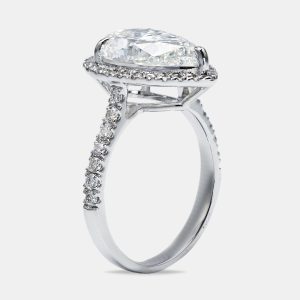 4.50 cts Pear Round 18k White Gold Lab Grown Diamonds Ring Size 54, Rings - Luxury Closet