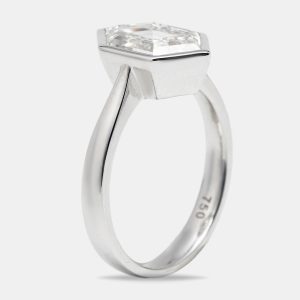 2.75 cts Hexagon Cut Lab Grown Diamond 18k White Gold Ring Size 53, Rings - Luxury Closet