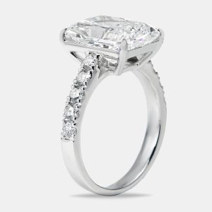 5.50 cts Radiant and Round Lab Grown Diamond 18k White Gold Ring Size 54, Rings - Luxury Closet