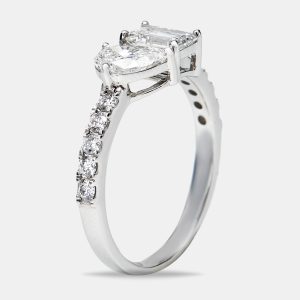 1.30 cts Lab Grown Diamond 18k White Gold Ring Size 51, Rings - Luxury Closet
