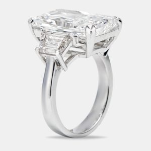 17.00 cts Radiant Cut and Trapezoid Lab Grown Diamond 18k White Gold Ring Size 51, Rings - Luxury Closet
