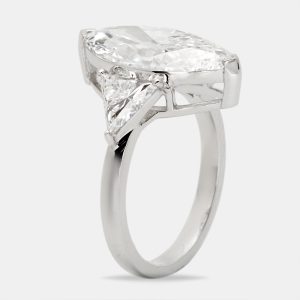 6.00 cts Marquise and Trillion Lab Grown Diamond 18k White Gold Ring Size 52, Rings - Luxury Closet