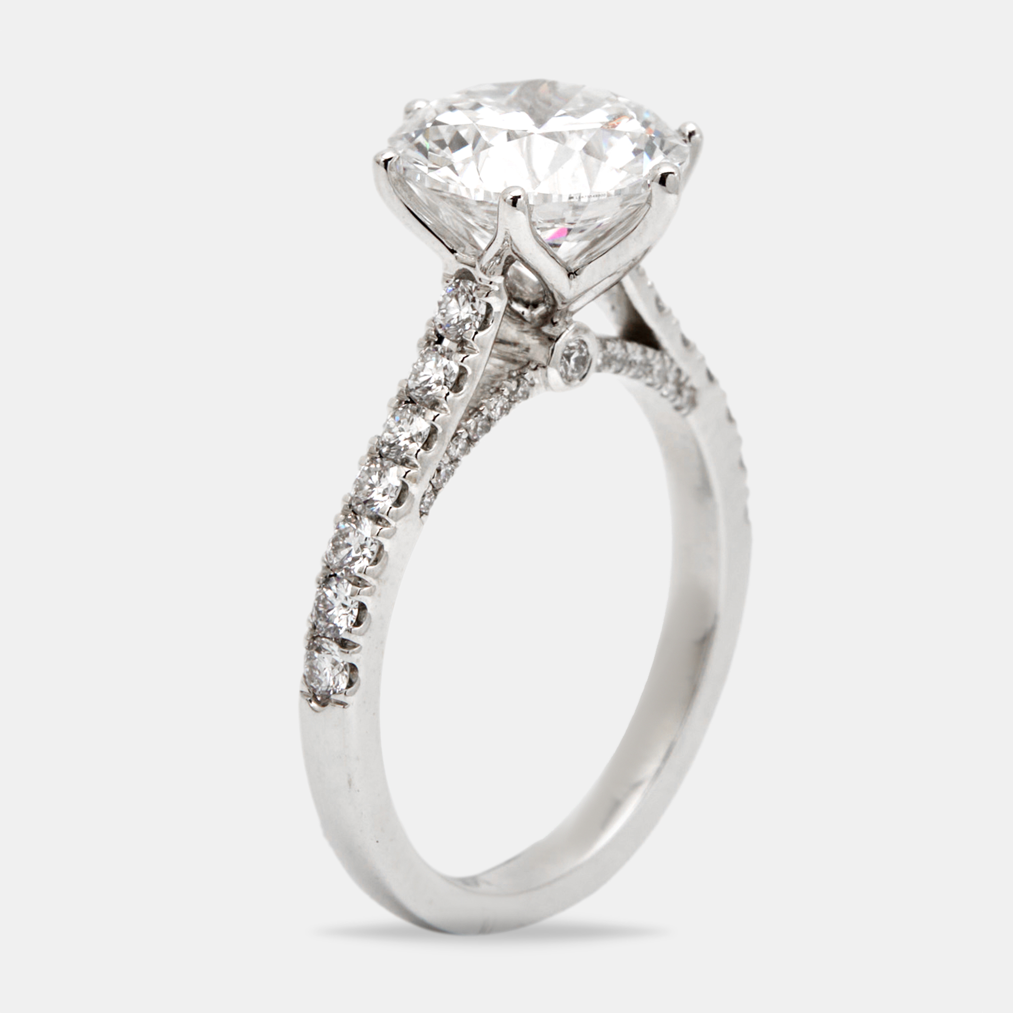 3.65 cts Round Brilliant Lab Grown Diamond 18k White Gold Ring Size 52, Rings - Luxury Closet