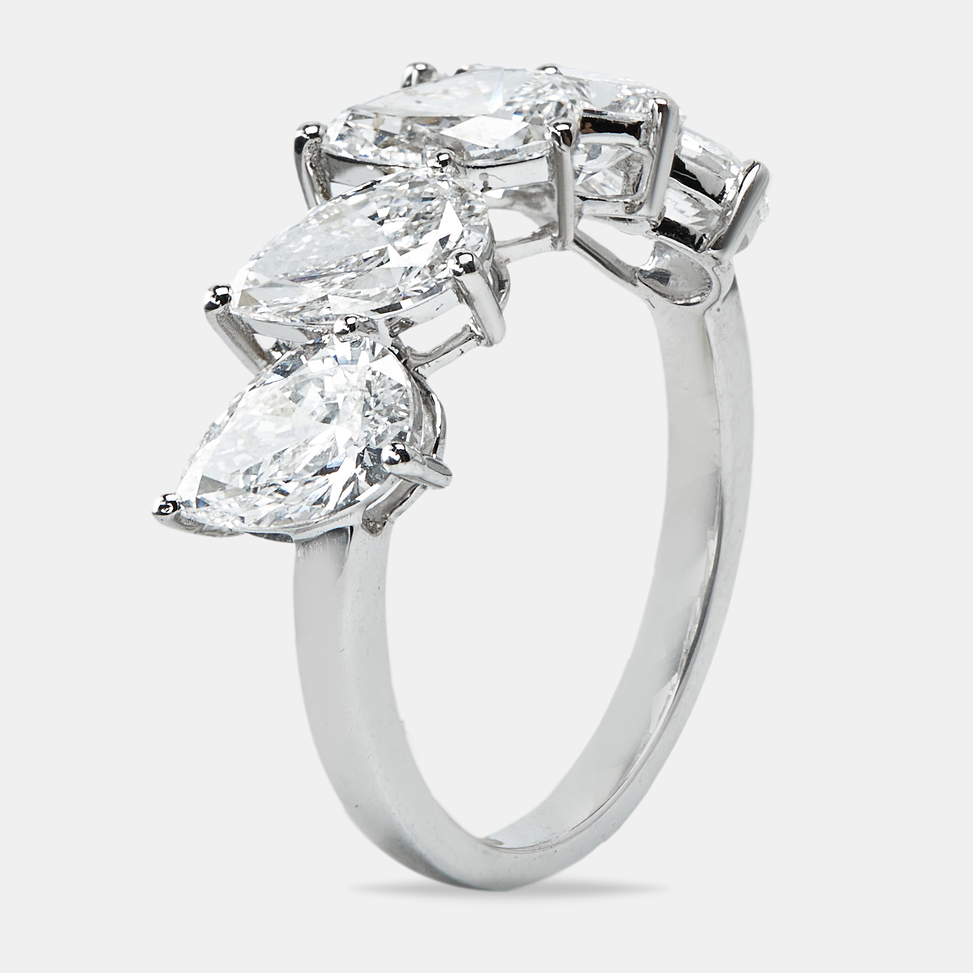 2.50 cts Pear Brilliant Cut 18k Lab Grown Diamond 18k White Gold Ring Size 52, Rings - Luxury Closet