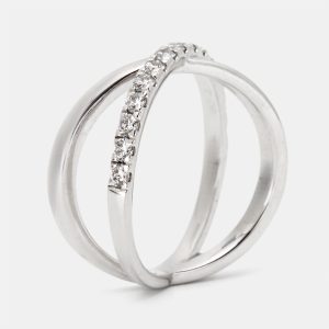 0.65 cts Round Brilliant Lab Grown Diamond 18k White Gold Ring Size 54, Rings - Luxury Closet