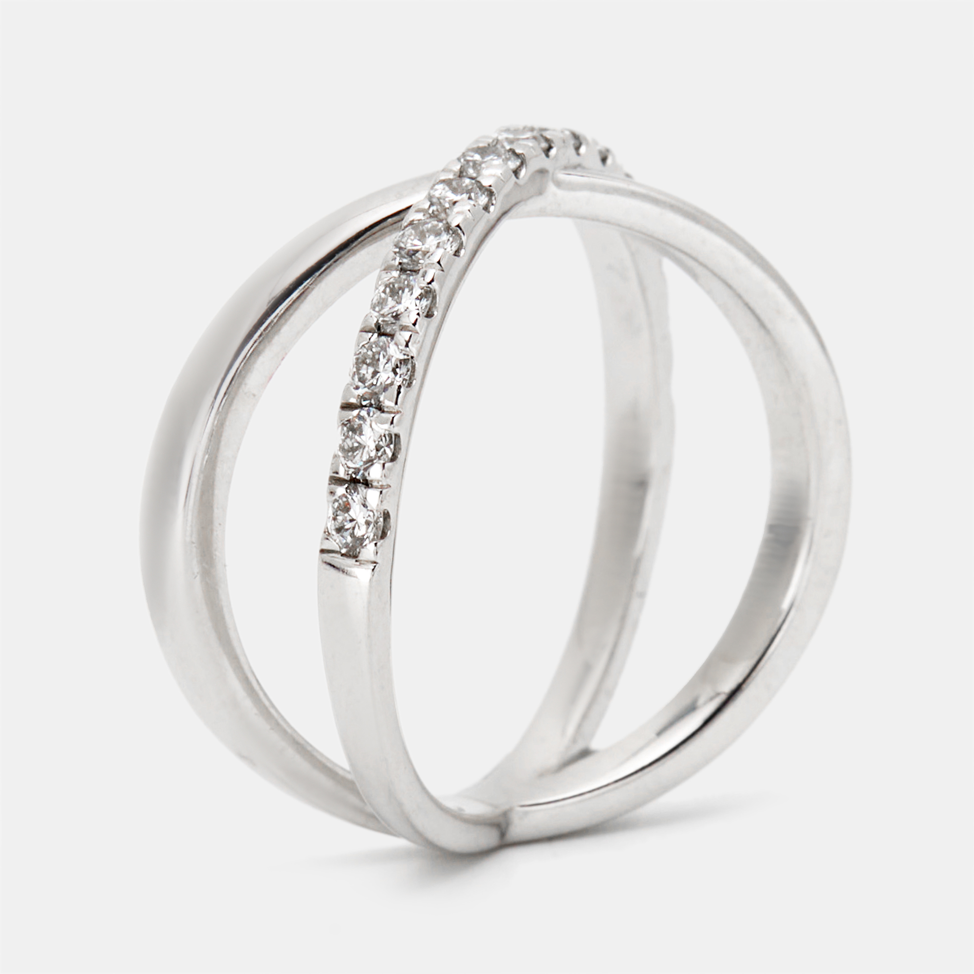 0.65 cts Round Brilliant Lab Grown Diamond 18k White Gold Ring Size 54, Rings - Luxury Closet