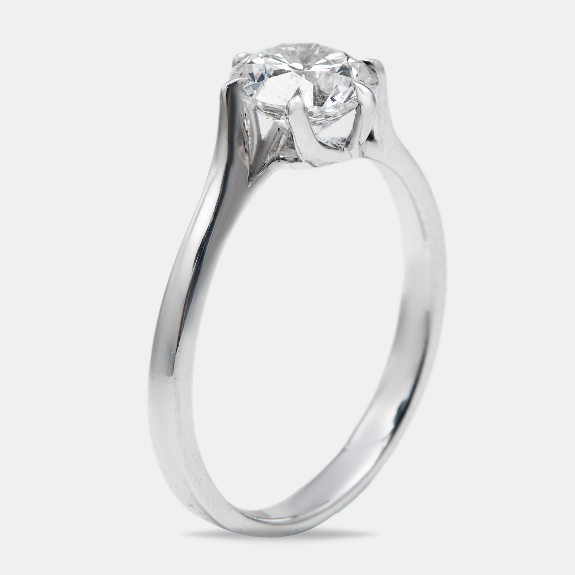 1.00 cts Round Brilliant Lab Grown Diamond 18k White Gold Ring Size 51, Rings - Luxury Closet