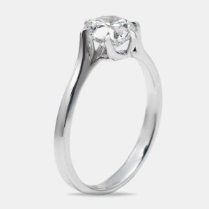 1.00 cts Round Brilliant Lab Grown Diamond 18k White Gold Ring Size 52, Rings - Luxury Closet