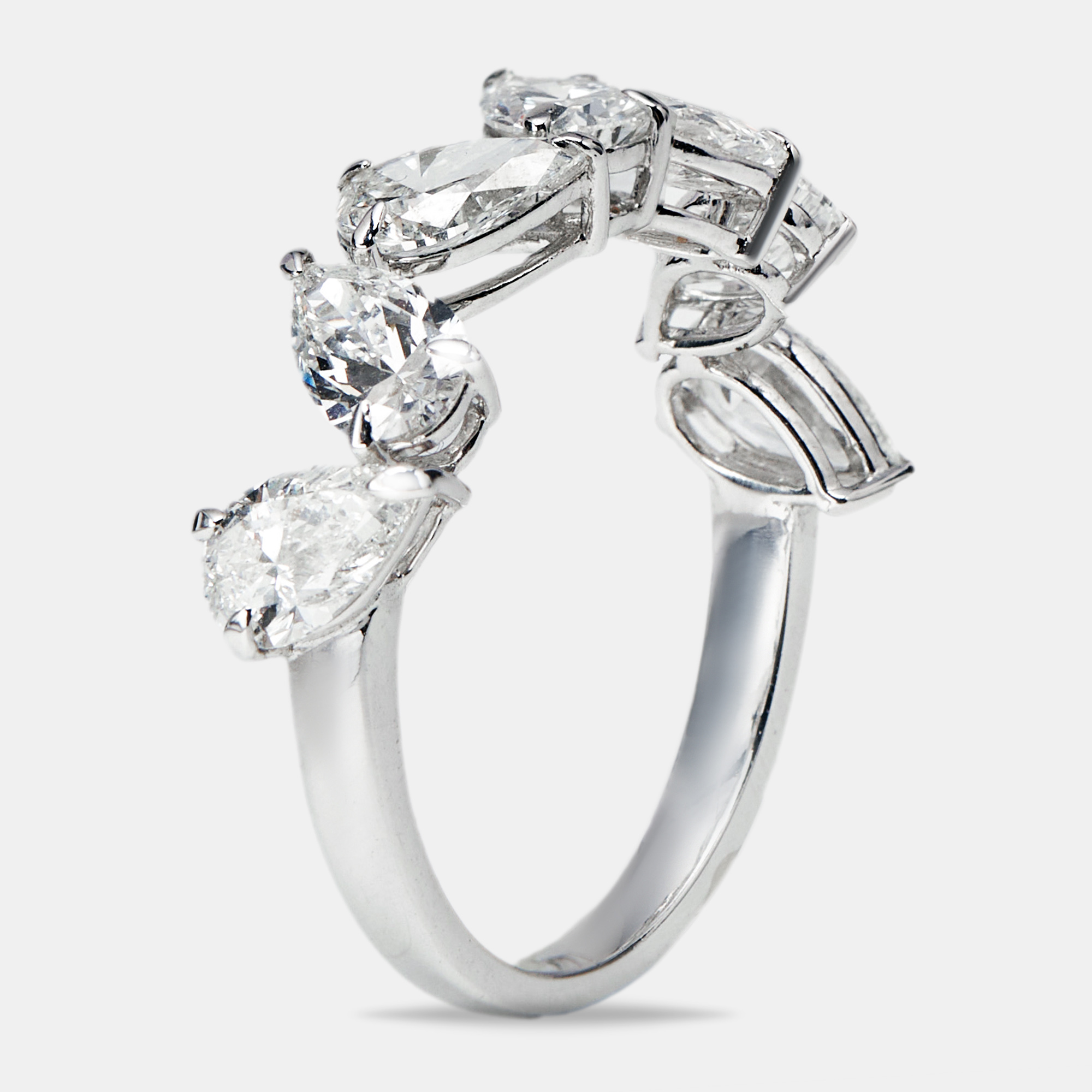 2.30 cts Pear Lab Grown Diamond 18k White Gold Ring Size 52, Rings - Luxury Closet