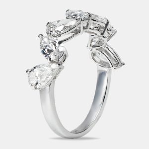 2.30 cts Pear Lab Grown Diamond 18k White Gold Ring Size 54, Rings - Luxury Closet