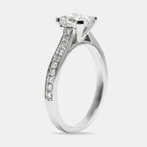 2.40 cts Princess and Round Lab Grown Diamond 18k White Gold Ring Size 53, Rings - Luxury Closet