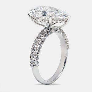 6.25 cts Pear Cut and Round Lab Grown Diamond 18k White Gold Ring Size 53, Rings - Luxury Closet