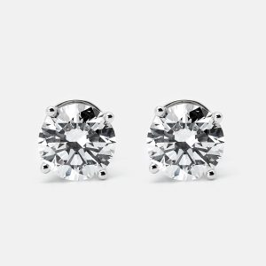 6.00 cts Round Brilliant Cut 18k White Gold Lab Grown Diamonds Solitaire Stud Earrings, Earrings - Luxury Closet