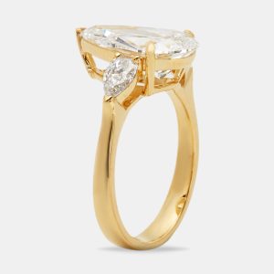 3.80 cts Pear Brilliant Lab Grown Diamond 18k Yellow Gold Ring Size 51, Rings - Luxury Closet