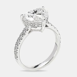 3.60 cts 18k White Gold Heart Brilliant Round Brilliant Lab Grown Diamonds Ring Size 54, Rings - Luxury Closet