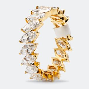 3.80 cts Marquise Brilliant Lab Grown Diamond 18k Yellow Gold Eternity Band Ring Size 53, Rings - Luxury Closet