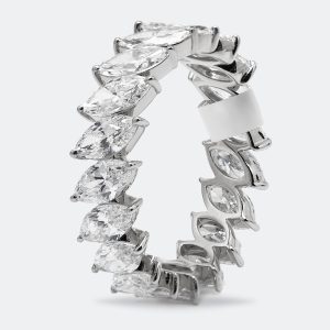 3.80 cts Marquise Brilliant Lab Grown Diamond 18k White Gold Eternity Band Ring Size 53, Rings - Luxury Closet