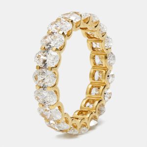 4.80 cts Oval Brilliant Lab Grown Diamond 18k Yellow Gold Eternity Band Ring Size 53, Rings - Luxury Closet