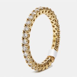 1.00 cts Round Brilliant Lab Grown Diamond 18k Yellow Gold Eternity Band Ring Size 53, Rings - Luxury Closet