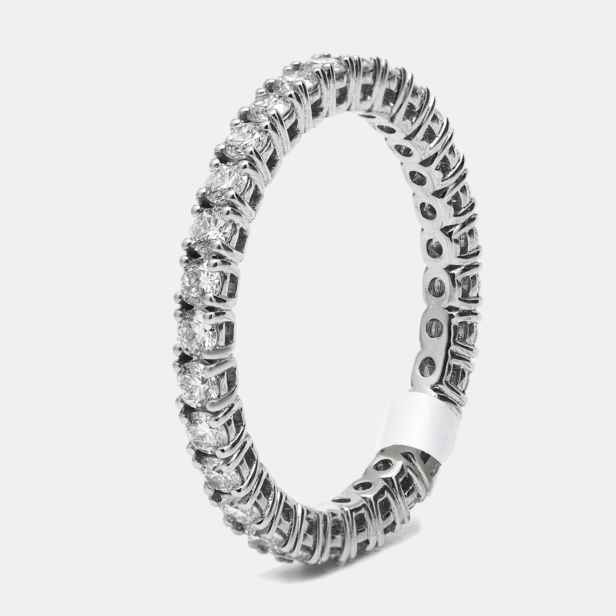 1.00 cts Round Brilliant Lab Grown Diamond 18k White Gold Eternity Band Ring Size 53, Rings - Luxury Closet