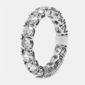 4.4 cts Round Brilliant Lab Grown Diamonds 18k White Gold Eternity Band Ring Size 53, Rings - Luxury Closet