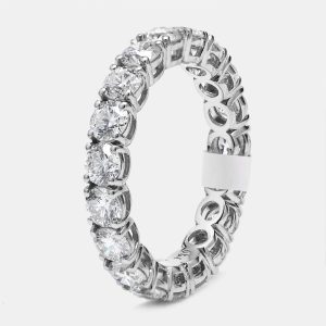 3.00 cts Round Brilliant Lab Grown Diamonds 18k White Gold Eternity Band Ring Size 53, Rings - Luxury Closet