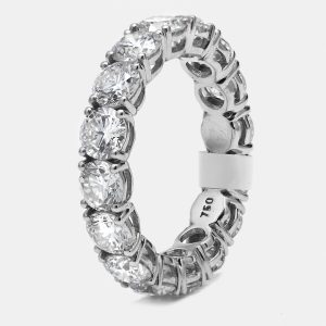 5.00 cts Round Brilliant Lab Grown Diamonds 18k White Gold Eternity Band Ring Size 53, Rings - Luxury Closet
