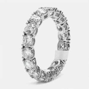 3.60 cts Round Brilliant Lab Grown Diamonds 18k White Gold Eternity Band Ring Size 52, Rings - Luxury Closet