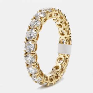 3.00 cts Round Brilliant Lab Grown Diamonds 18k Yellow Gold Eternity Band Ring Size 52, Rings - Luxury Closet