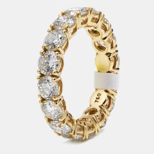 5.00 cts Round Brilliant Lab Grown Diamonds 18k Yellow Gold Eternity Band Ring Size 52, Rings - Luxury Closet