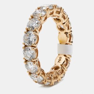 5.00 cts Round Brilliant Lab Grown Diamonds 18k Rose Gold Eternity Band Ring Size 52, Rings - Luxury Closet