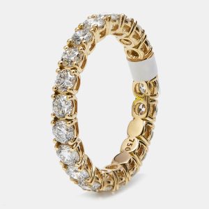 2.25 cts Round Brilliant Lab Grown Diamonds 18k Yellow Gold Eternity Band Ring Size 52, Rings - Luxury Closet