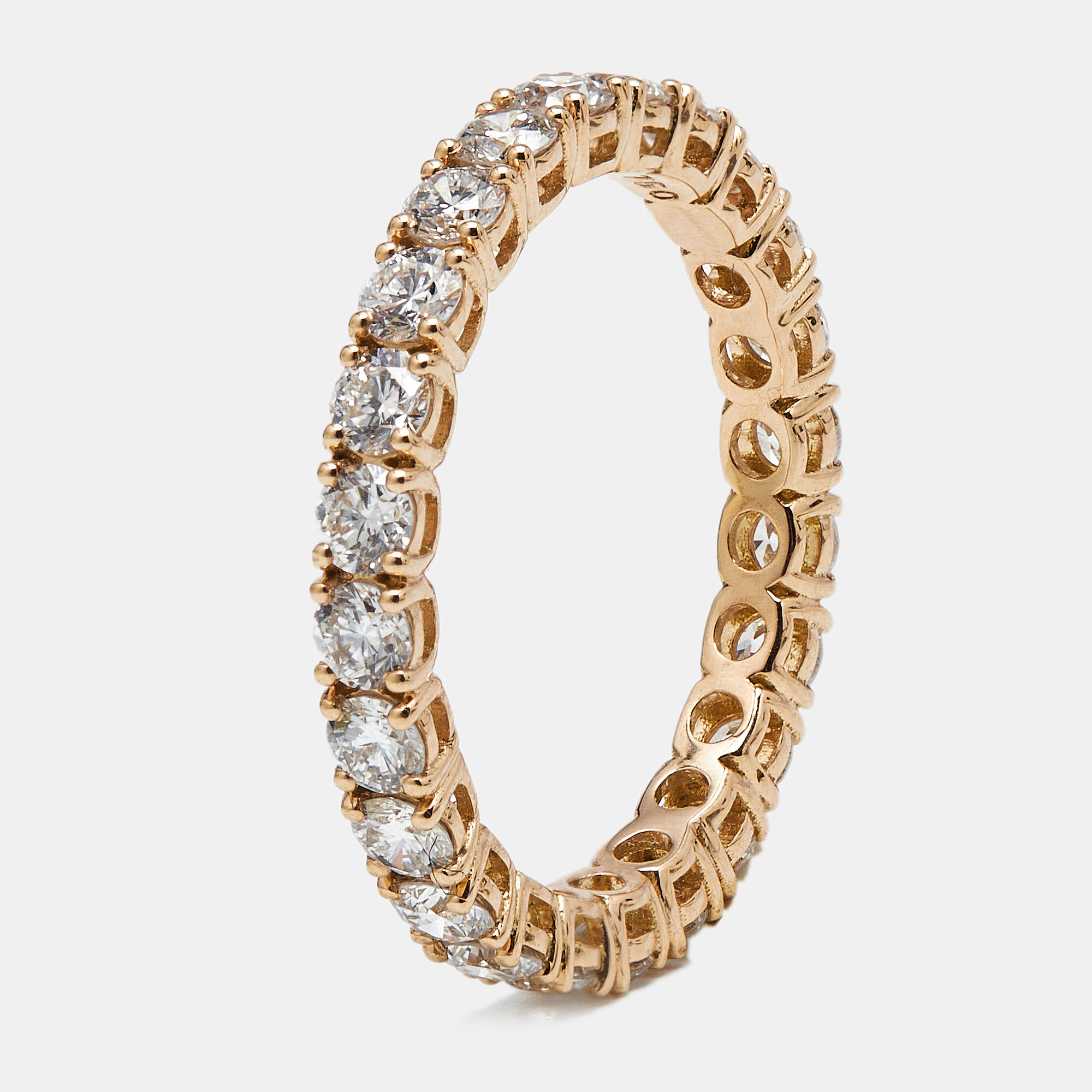 1.25 cts Round Brilliant Lab Grown Diamonds 18k Rose Gold Eternity Band Ring Size 52, Rings - Luxury Closet