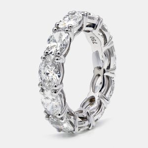 6 cts Oval Brilliant Lab Grown Diamonds 18k White Gold Eternity Band Ring Size 52, Rings - Luxury Closet