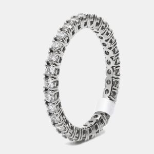 1.00 cts Round Brilliant Lab Grown Diamond 18k White Gold Eternity Band Ring Size 54, Rings - Luxury Closet