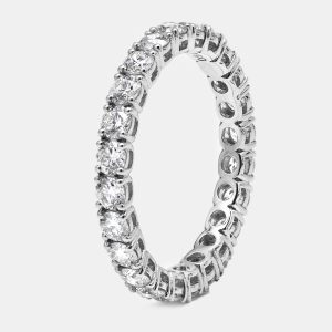 1.25 cts Round Brilliant Lab Grown Diamonds 18k White Gold Eternity Band Ring Size 54, Rings - Luxury Closet